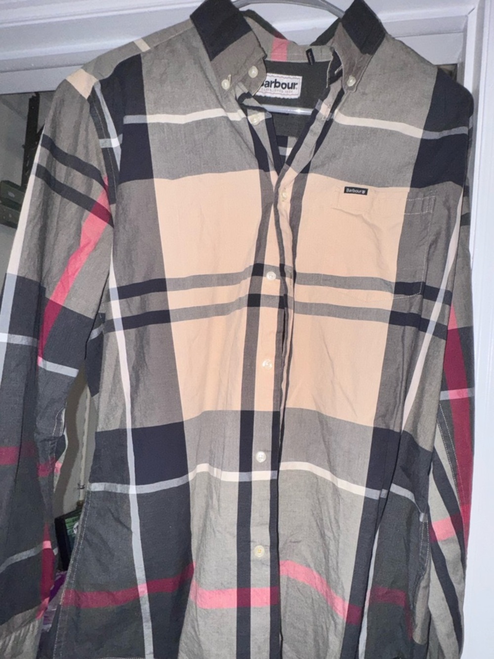 Barbour Men’s Plaid Button-Down Shirt - Beige, Navy, Pink